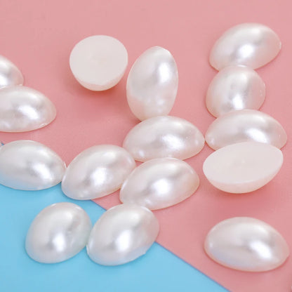 Acmore Crystal Oval Half Shaped Nail Art Garment DIY Deco Jewelry Making ABS Flatback Factory Wholesale Loose Semicircle Pearls Beads