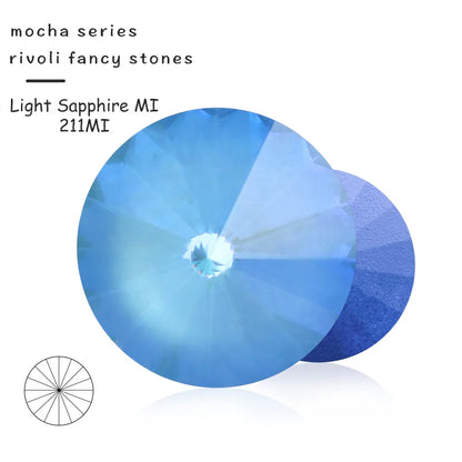 Acmore Crystal10mm/12mm Wholesale Different Colors Shapes Mocha Rivoli Crystal Rhinestones Glass Fancy Stones for Jewelry Set
