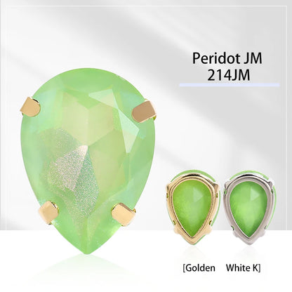 Acmore Crystal Aurora Mocha Pointback Drop Shaped Crystal Stone Rhinestone With Copper Hollow Claw Sew on Garment DIY Accessories