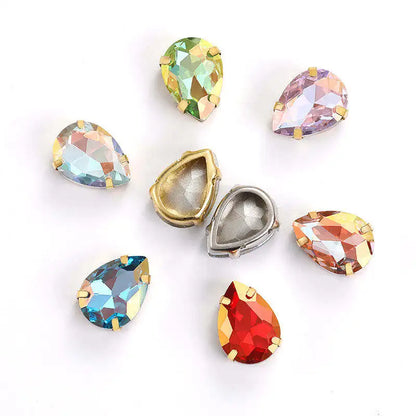 Acmore Crystal High Quality Waterdrop  LA Series Piont Back Copper Claw  Rhinestones   for Sewing Accessories and Germant