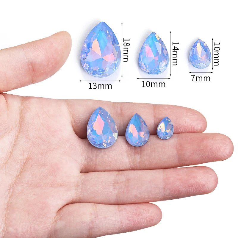 Acmore Crystal Wholesale Piont Back Crystals Rhinestones Drop Shape Bling Loose Strass Nail Art Garment Decoration