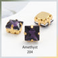 Acmore Crystal  Wholesale Colorful Sew on Stone Diamonds Square Shape Gold Claws Glass Rhinestones DIY Clothing Decorate