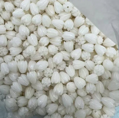 Acmore Crystal 9*6mm Hawaii Resin Jasmine Flower Beads for Jewelry Making Lavender Lilac Pikake Flower Acrylic Charms