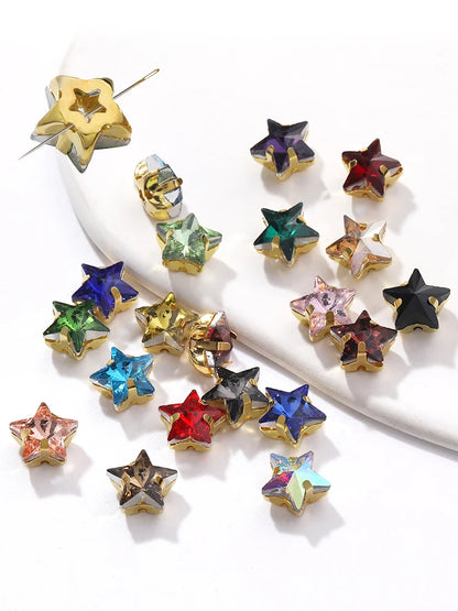 Hot Selling Acmore Crystal 10mm Star Pointback Glass Claw Drill Shiny Rhinestones Charms DIY Accessories for Dress & Clothing