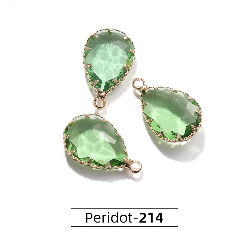 Acmore Crystal 13*18MM  Water Drop Transparent Crystal Glass Pendant with Claw Inlaid Rhinestone Pendant Accessories for Earrings & Necklace