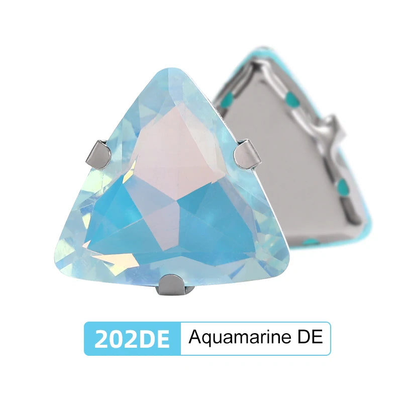 Acmore Crystal New Arrival 18MM  Triangle  Opal Mocha DE Series Rhinestone Claw  Sew on Crystal  With Claw DIY Art Decorations