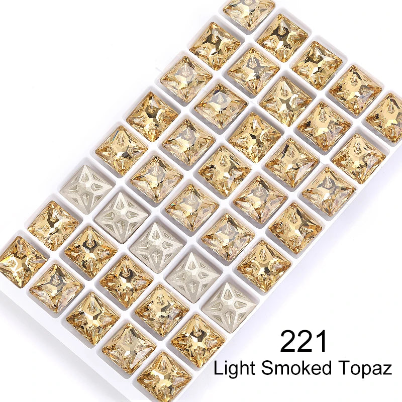 Acmore Crystal Square Shape Star Meteorite Series 12 /18mm K9 Glass Pointback Crystal Stones Rhinestones for Jewelry Making Garment