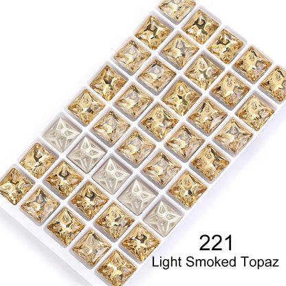 Acmore Crystal Square Shape Star Meteorite Series 12 /18mm K9 Glass Pointback Crystal Stones Rhinestones for Jewelry Making Garment