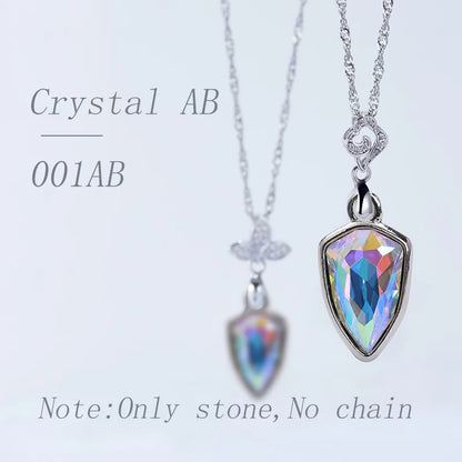 Acmore Crystal Shield Fancy Shaped Shiny 16 Colors 11*19mm Fashion Cristaled Stones Alloy Pendant Necklace Earring Jewelry Making