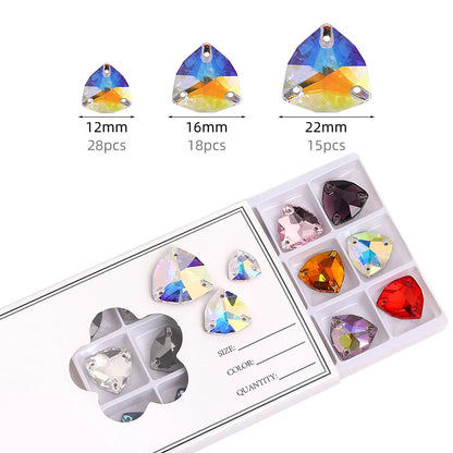 Acmore Crystal Fat Triangle Hot Selling DIY Shiny Crystal K9 Glass Sew on Rhinestone Fancy Stones Strass for Wedding Dress Decoration
