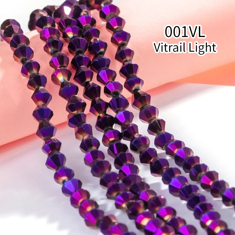 Acmore Crystal 4mm 21 Colors Bicone Shaped Crystal Stone Wholesale Loose Necklace Bracelet Earring Through Hole Glass Rhinestone Beads