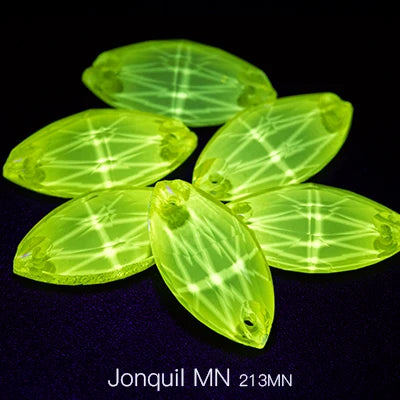 Hot Selling MN Neon Glow Crystal Sew on Rhinestones Navette Gemstones for Dancing Dress