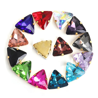 Acmore Crystal  New Fashion Apparel Wedding Shoes Diy Accessories Hand - Sew-on Diamond Triangle Glass Claw Rhinestones Jewelry