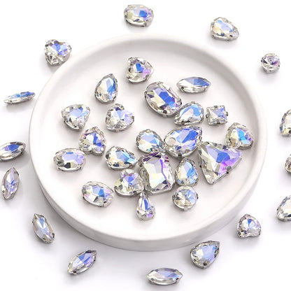 Acmore Crystal Moonlight Mixed Shapes Sew on Rhinestone With Silver Claw Setting DIY for Festival Decoration Accessories