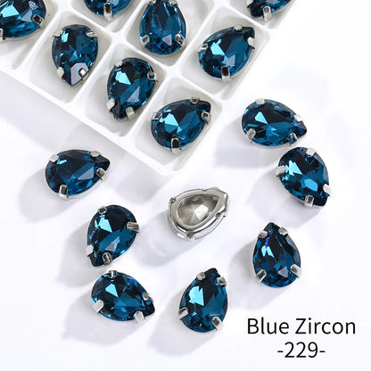 Acmore Crystal Crystals Rhinestone With Claw Strass Gems Sew on Rhinestone Drop Shape Crystal Fancy Stone With Claw for Garment