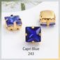Acmore Crystal  Wholesale Colorful Sew on Stone Diamonds Square Shape Gold Claws Glass Rhinestones DIY Clothing Decorate