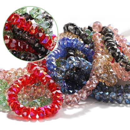 Acmore Crystal  12 Colors Bright  Loose  Glass Crafts Wheel Faceted Crystal Beads Jewelry  Finding Accessories for Necklace Earring
