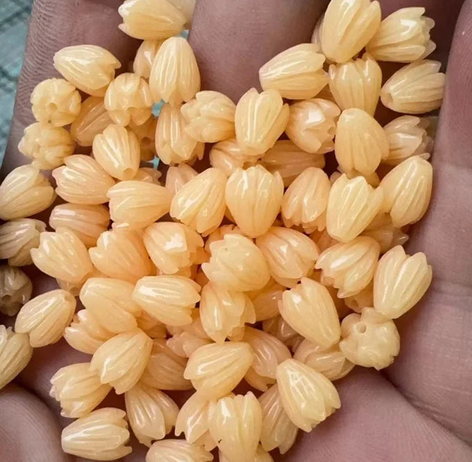 Acmore Crystal 9*6mm Hawaii Resin Jasmine Flower Beads for Jewelry Making Lavender Lilac Pikake Flower Acrylic Charms