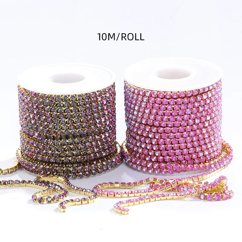 Acmore Crystal New SS4-SS16 Size MI Round Shape Glass Stones Copper Claw Rhinestones Chain Sew on Crystal Direction DIY Rhinestone