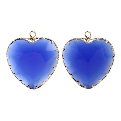 Acmore Crystal Peach Heart Transparent Crystal Glass Pendant with Claw Inlaid Rhinestone Pendant  Accessories for Earrings & Necklace