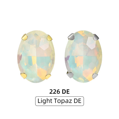 Acmore Crystal Wholesale High Quality Sew on Four Claws  Oval Shape Strass Flatback Glass Rhinestones Wedding Dress Crafts