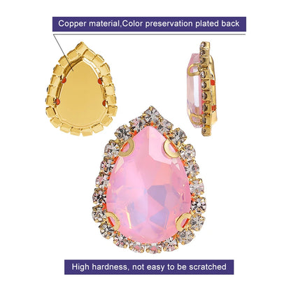 Acmore Crystal Hot Sale Wholesale Colorful Drop Stone With Cup Chain Flat Back Rhinestone Opal Mocha DE Glass Art Designs