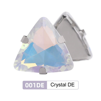 Acmore Crystal New Arrival 18MM  Triangle  Opal Mocha DE Series Rhinestone Claw  Sew on Crystal  With Claw DIY Art Decorations