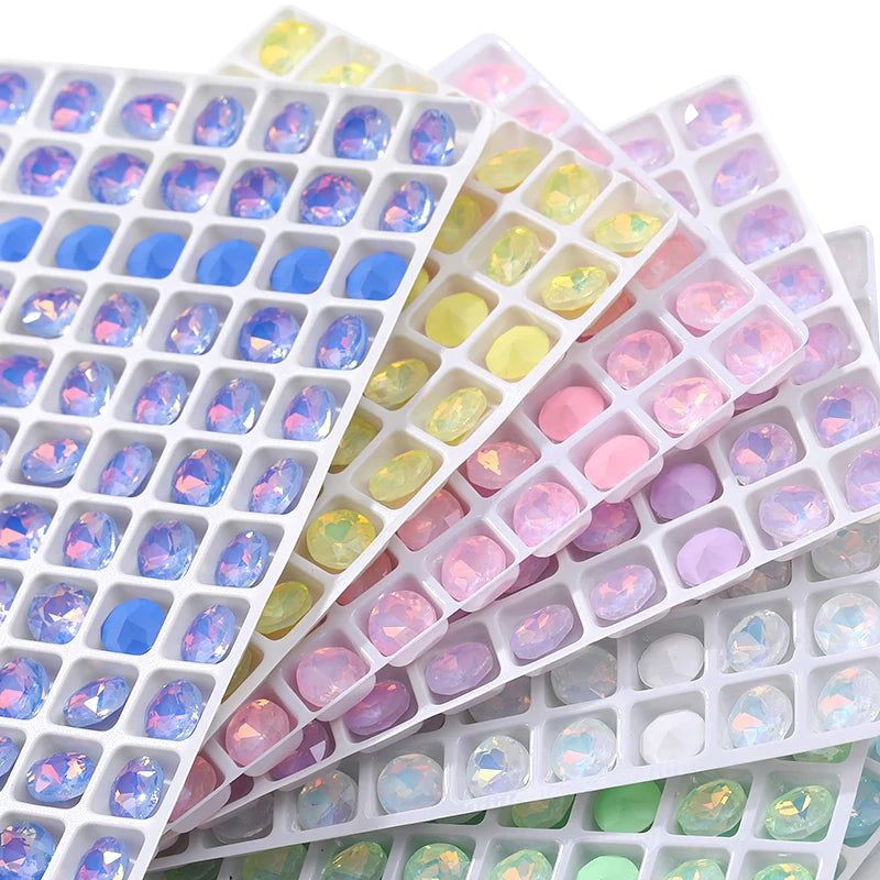 Acmore Crystal New Size Gemstone Flower Shape Glue on Opal Mocha DE Loose Point Back Glass Rhinestones Crystal Jewelry DIY Decoration