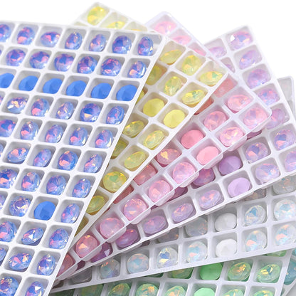 Acmore Crystal New Size Gemstone Flower Shape Glue on Opal Mocha DE Loose Point Back Glass Rhinestones Crystal Jewelry DIY Decoration