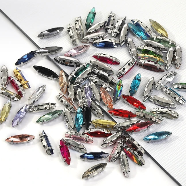 Navette Crystal Fancy Stone With D Claw Setting for Sew on Wedding Dress