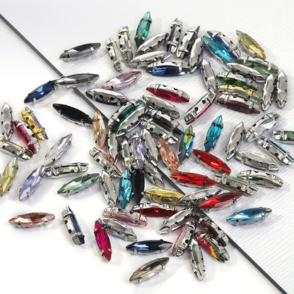 Navette Crystal Fancy Stone With D Claw Setting for Sew on Wedding Dress