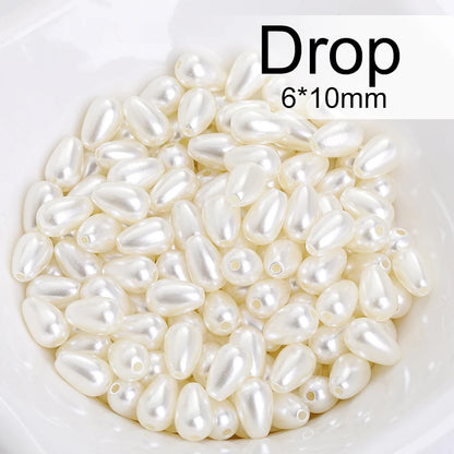 Acmore Crystal Oval Drop Shaped ABS Pearling Loose Pearls Beads DIY for Necklace Earring Bracelet Hair Clips Accessories Garment