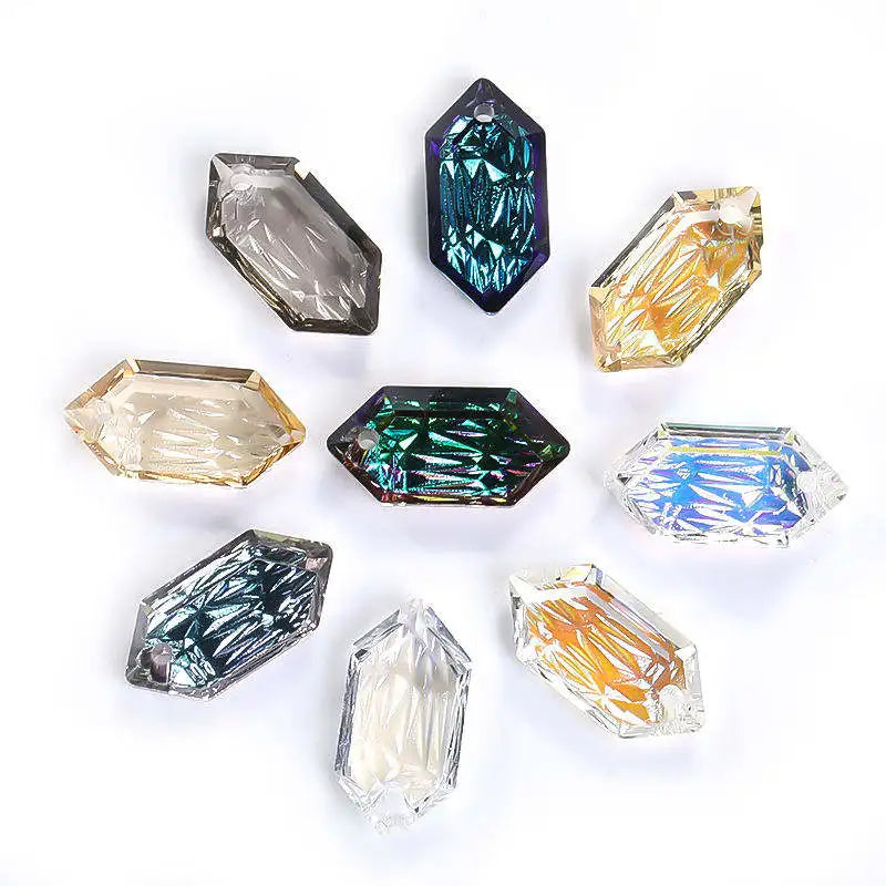Acmore Crystal Hot Sell Long Rhombus Shape Relief Series K9 Crystal Glass  Pendants for Necklace Earring  Women Accessories