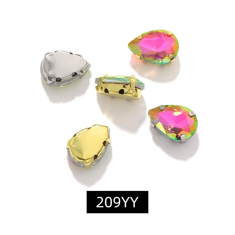 Acmore Crystal  Shadow  Series Piont Back Rhinestone With Claw Four Corners of Water Droplets Stone for Garment
