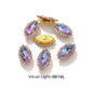 Acmore Crystal New Arrival Double-layers Navette Shape Flat Back Claw Rhinestones Golden Sunflower Sew-on Crystal Glass for Clothing