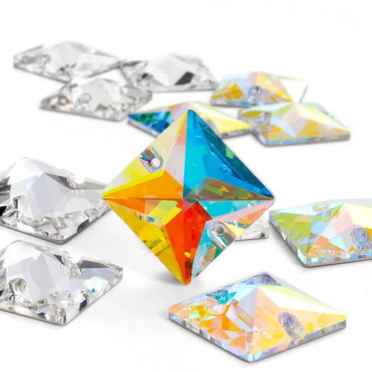 Acmore Crystal New Princess square Shape Crystal ab Hand Stitch DIY for Dress Clothes Sew on Crystal Stone Rhinestone Accessories