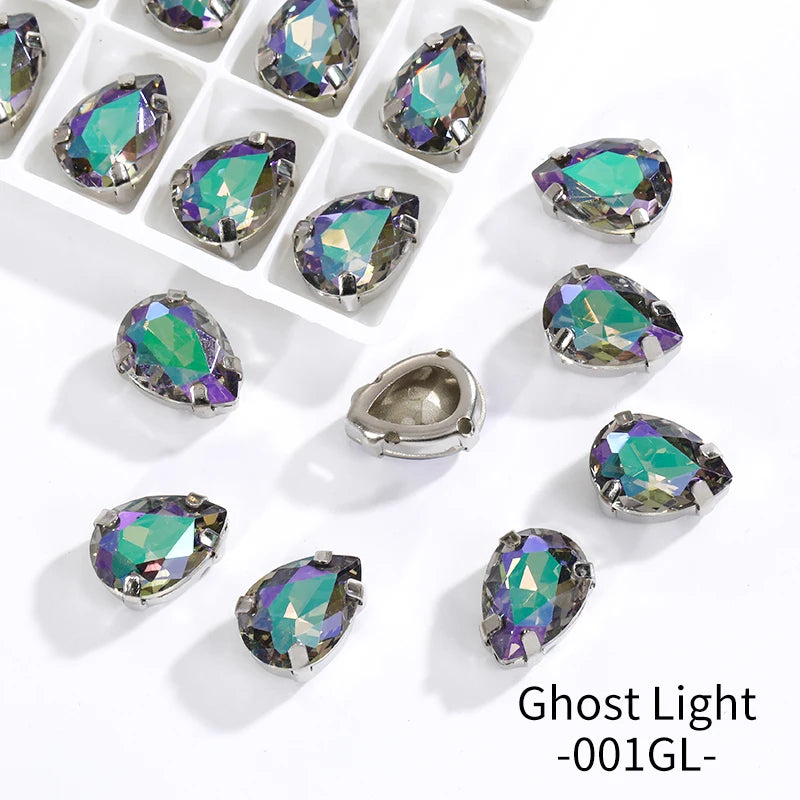 Acmore Crystal Crystals Rhinestone With Claw Strass Gems Sew on Rhinestone Drop Shape Crystal Fancy Stone With Claw for Garment