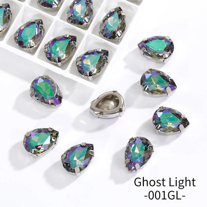 Acmore Crystal Crystals Rhinestone With Claw Strass Gems Sew on Rhinestone Drop Shape Crystal Fancy Stone With Claw for Garment