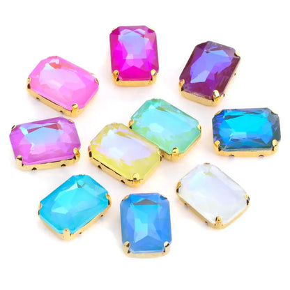 Rectangular Octagon Mk Fluorescent Claw Rhinestone Arts Crafts Glass Crystal Stone Claw Rhinestone