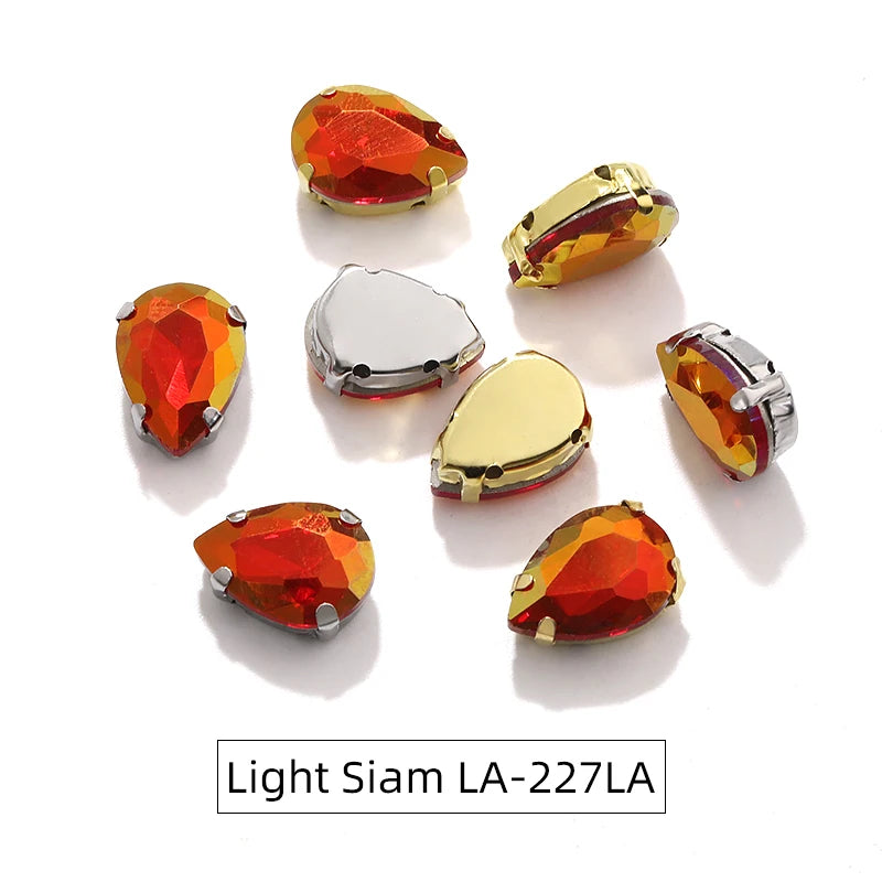 Acmore Crystal New Arrival LA Series Waterdrop Shape Stainless Steel Claw Setting Piont Back Crystals Sew on Beads for Jewelry