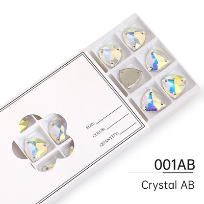 Acmore Crystal Fat Triangle Hot Selling DIY Shiny Crystal K9 Glass Sew on Rhinestone Fancy Stones Strass for Wedding Dress Decoration