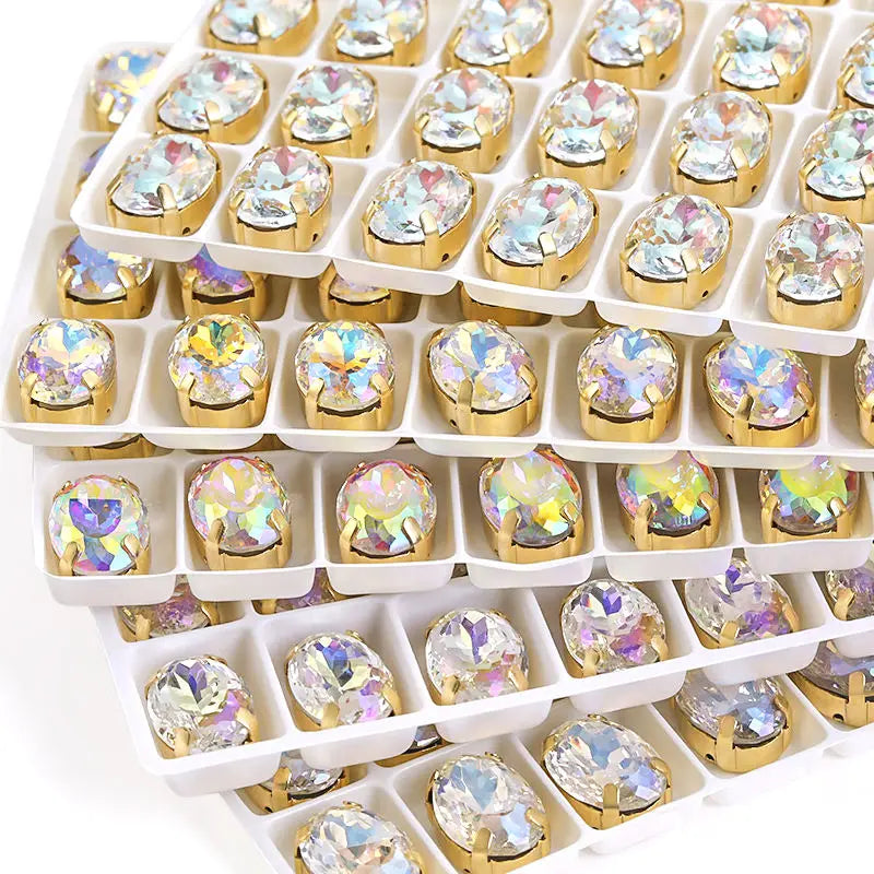 Acmore Crystal High Quality Oval Shape Nest Face Glass Stone  Claw Rhinestone for Jewelry Making  Accessories