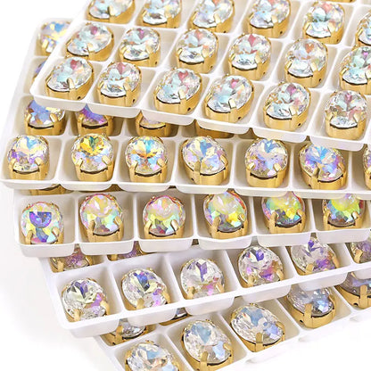 Acmore Crystal High Quality Oval Shape Nest Face Glass Stone  Claw Rhinestone for Jewelry Making  Accessories