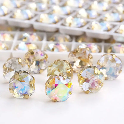 Acmore Crystal High Quality Cushion Shape Crystal Glass Sew on Copper Claw Rhinestones for Clothes Bags Sewing Accessories