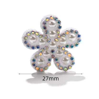 Acmore Crystal White Pearl Rhinestones  Crown Peach Heart Hot Fix Stickers Non-Woven Self-adhesive Patch Clothing DIY Accessories