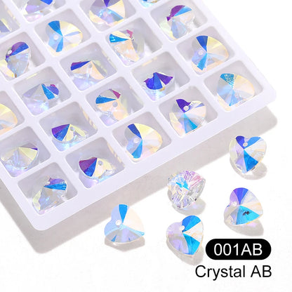 Acmore Crystal Heart Shape10MM K9 Loose Pointed Back Crystal Rhinestones for Jewelry Custom Pendant for Necklace Making