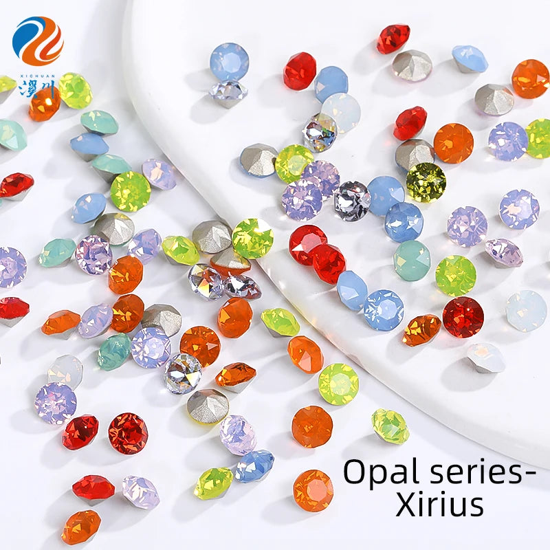 Acmore Crystal XIRIUS Chaton Shaped Opal Nail Art Rhinestones Bulk Wholesale Glass Crystals Bling Pointback Gems Jewelry Decorations