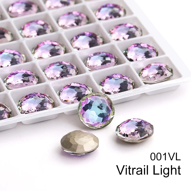 Acmore Crystal High Quality K9  Crystal Glass 12mm Mandala Round Pointback  Rhinestones  for Decoration DIY Accessories