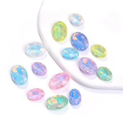 Acmore Crystal Hot Sale Opal Mocha Oval Shape New Design Loose Stones Color Point Back Loose Rhinestone Clothing Accessories DIY