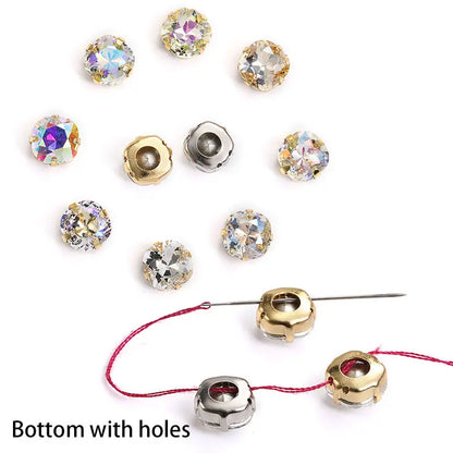 Acmore Crystal High Quality Cushion Shape Crystal Glass Sew on Copper Claw Rhinestones for Clothes Bags Sewing Accessories